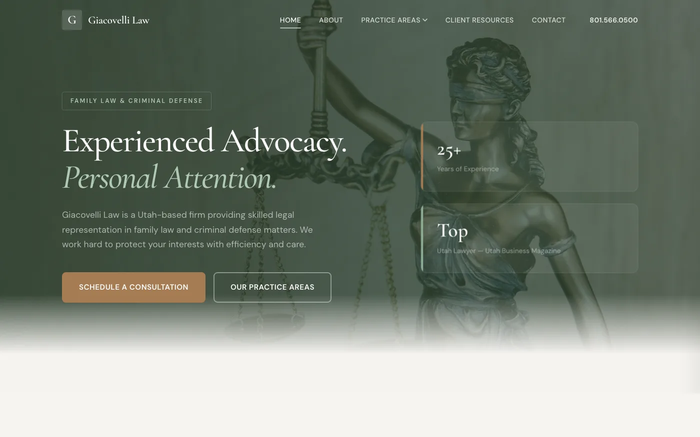 Giacovelli Law new website by Deseret Code Studios — premium legal brand