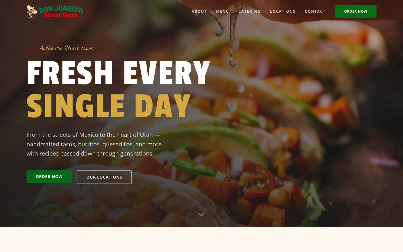 Don Joaquin Street Tacos new website by Deseret Code Studios — rich street-food brand